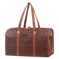 Kaminholztasche, edle Gartentasche aus Jute, mit Lederverschlüssen
